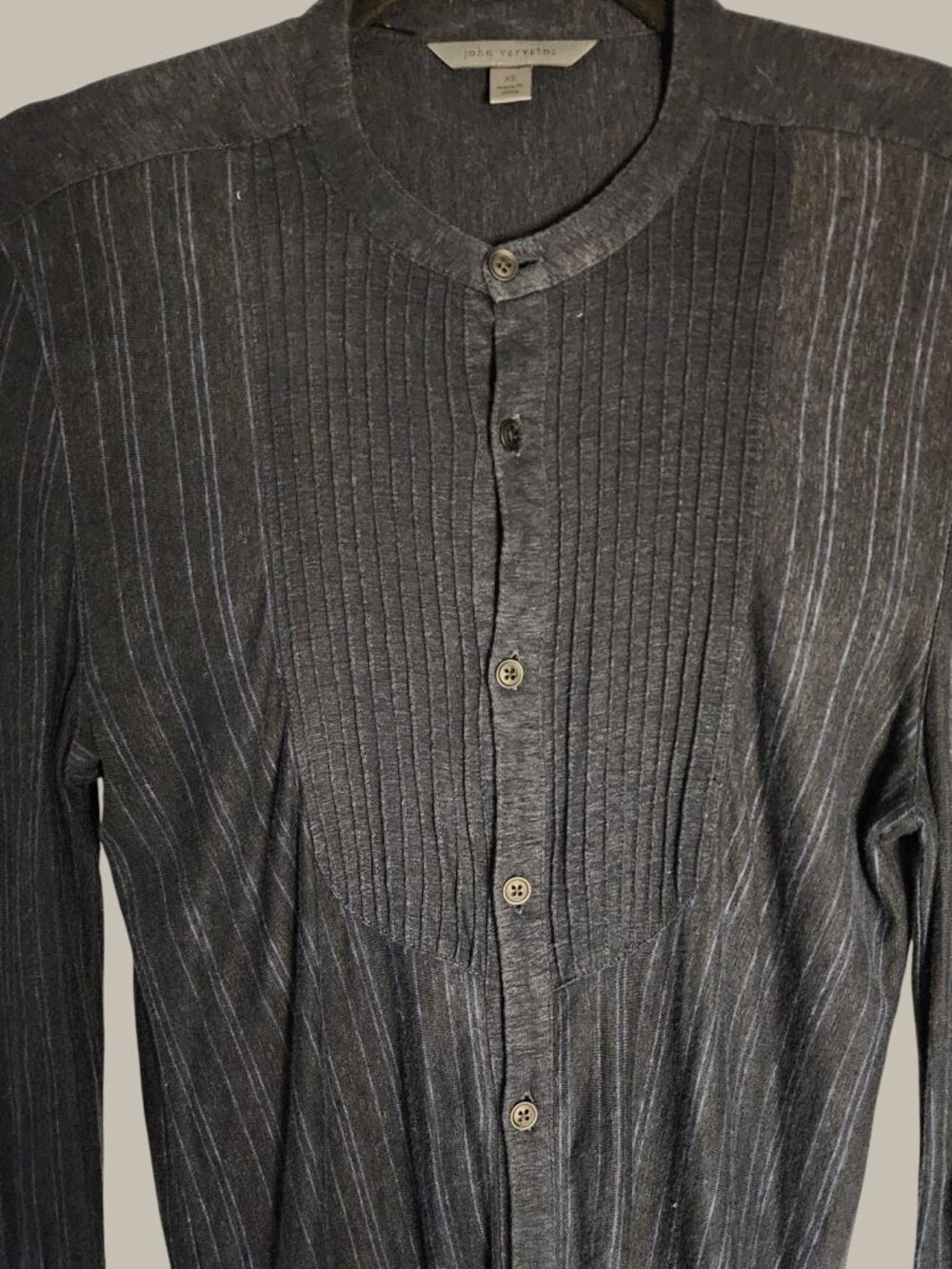 John Varvatos Men’s Rayon Stripe Textured Cardigan Top Dark Navy Size Small